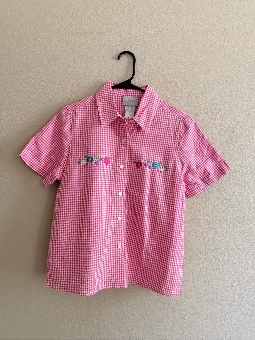 Blair Vintage Gingham Floral Embroidered Button Down